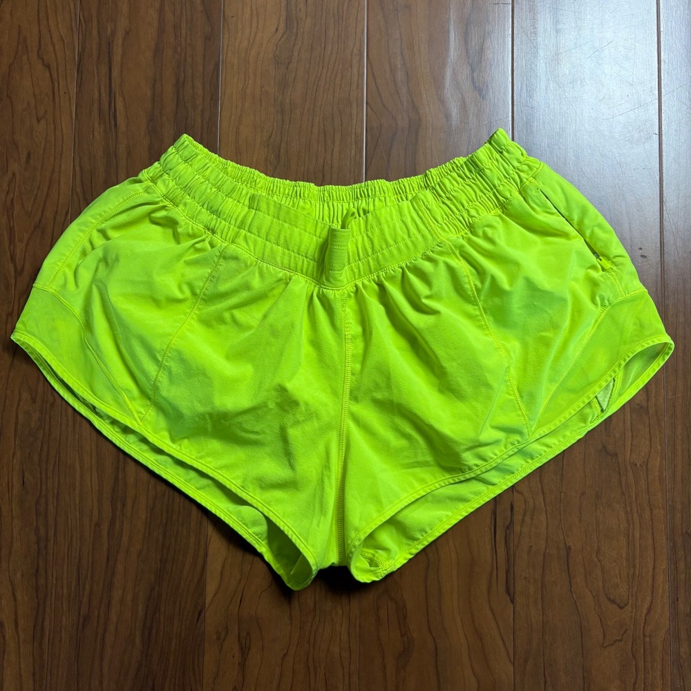 Lululemon Track That High Rise Lined Short 3" Electric Lemon Yellow Size 10